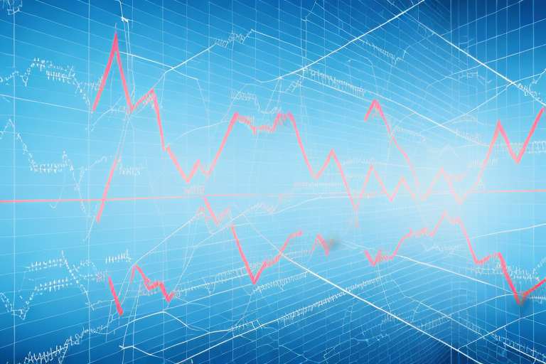 A stock market graph with a line fluctuating up and down